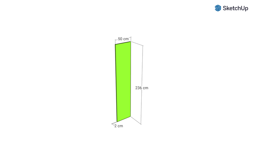 Left door front, U-Handle model, walnut, 50x236 cm