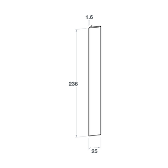 Right door front, Straight model, 25x236 cm