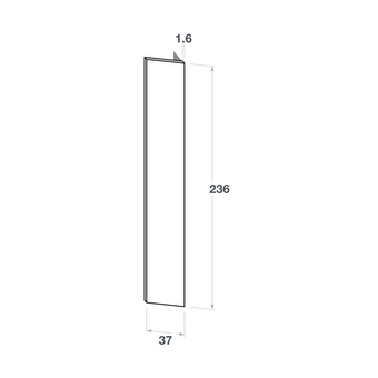 Left door front, Straight model, 37x236 cm