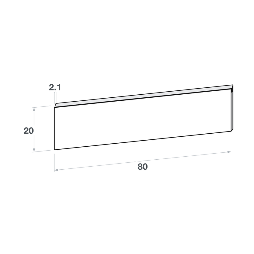 Drawer front, U-Handle model, 80x20 cm