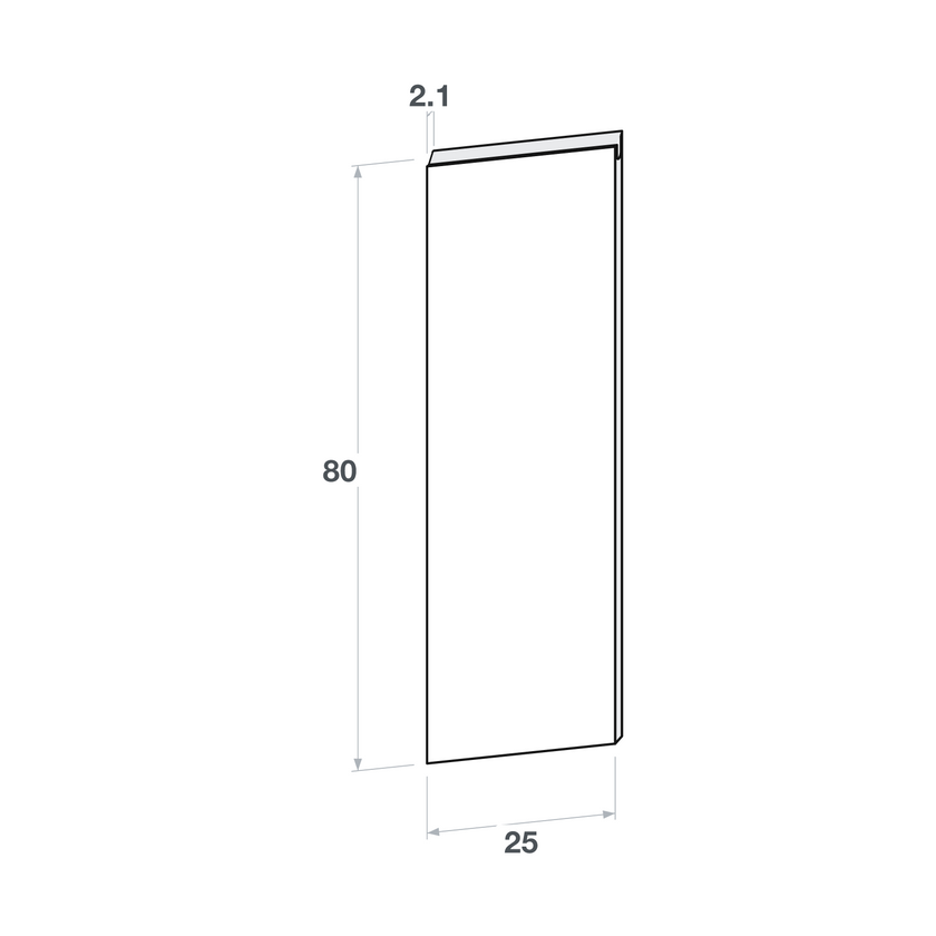 Corner door front, U-Handle model, 25x80 cm