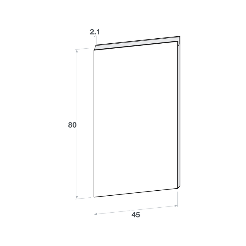 Dishwasher door front, U-Handle model, 45x80 cm