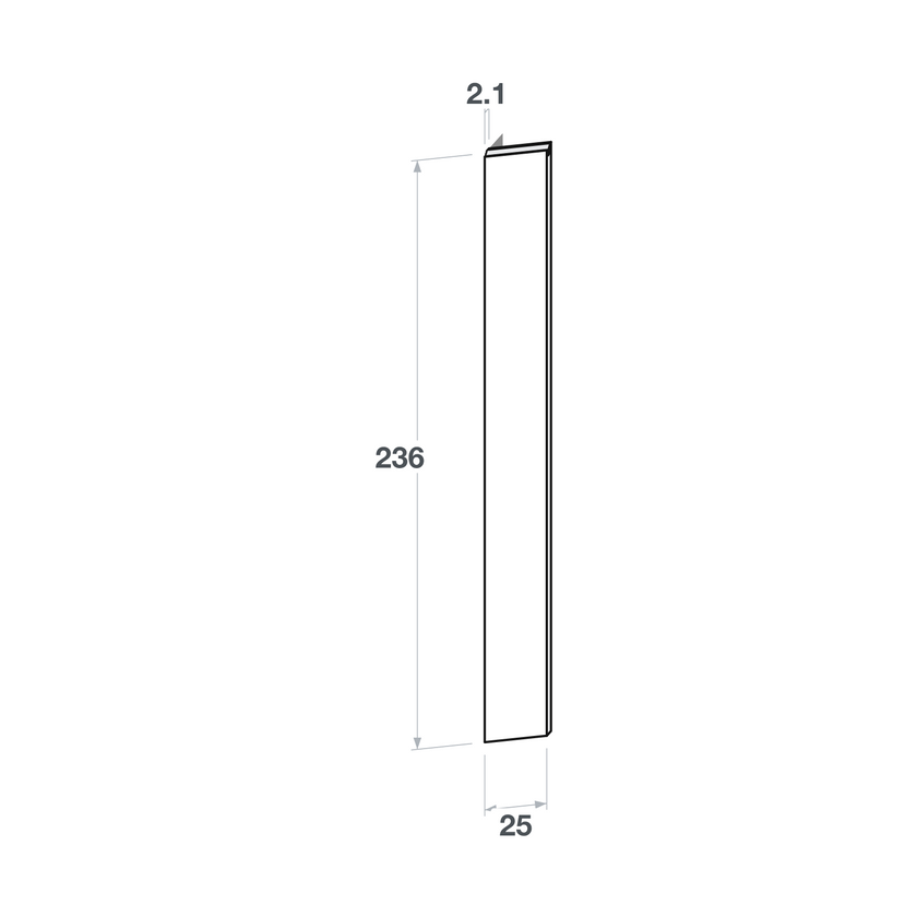 Right door front, U-Handle model, oak, 25x236 cm
