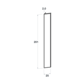 Right door front, Narrow Frame model, walnut, 25x201 cm