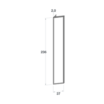 Right door front, Narrow Frame model, walnut, 37x236 cm