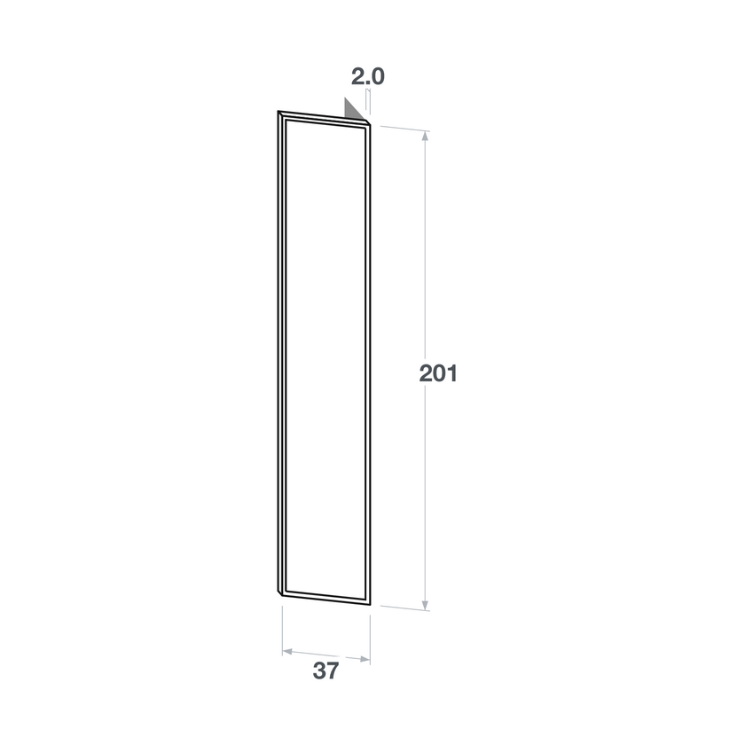Left door front, Narrow Frame model, walnut, 37x201 cm