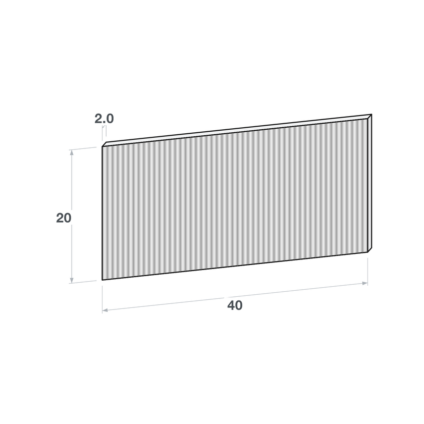 Drawer front, Fluted model, 40x20 cm
