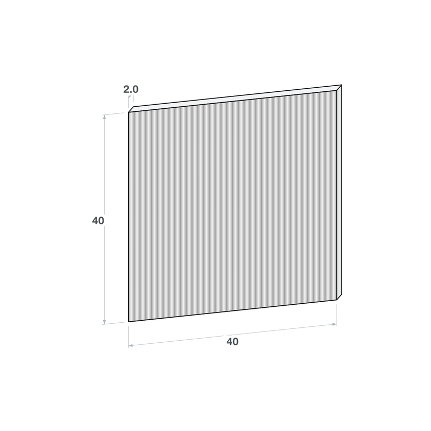 Drawer front, Fluted model, 40x40 cm