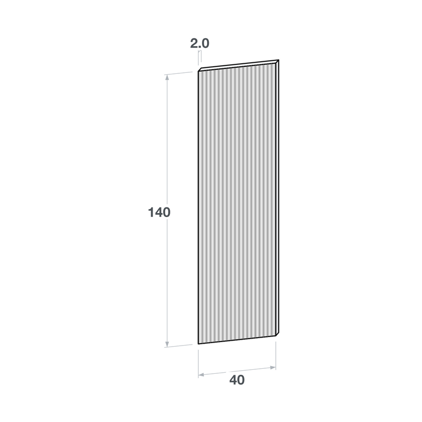 Door front, Fluted model, 40x140 cm