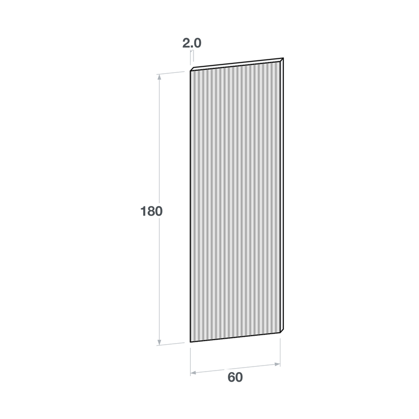 Door front, Fluted model, 60x180 cm