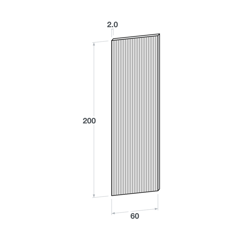Door front, Fluted model, 60x200 cm